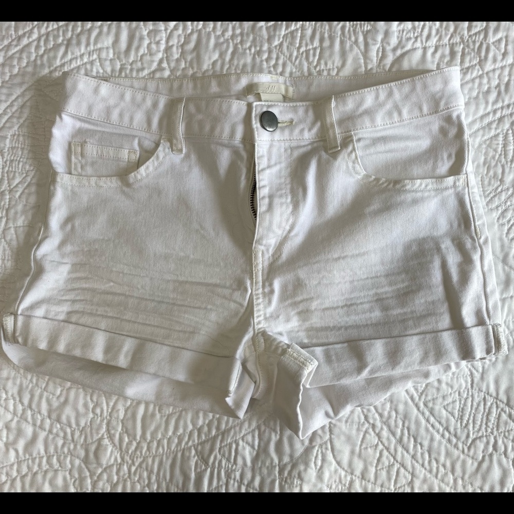 White denim shorts